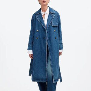 Madewell Double Breasted Cotton Denim Trenchcoat